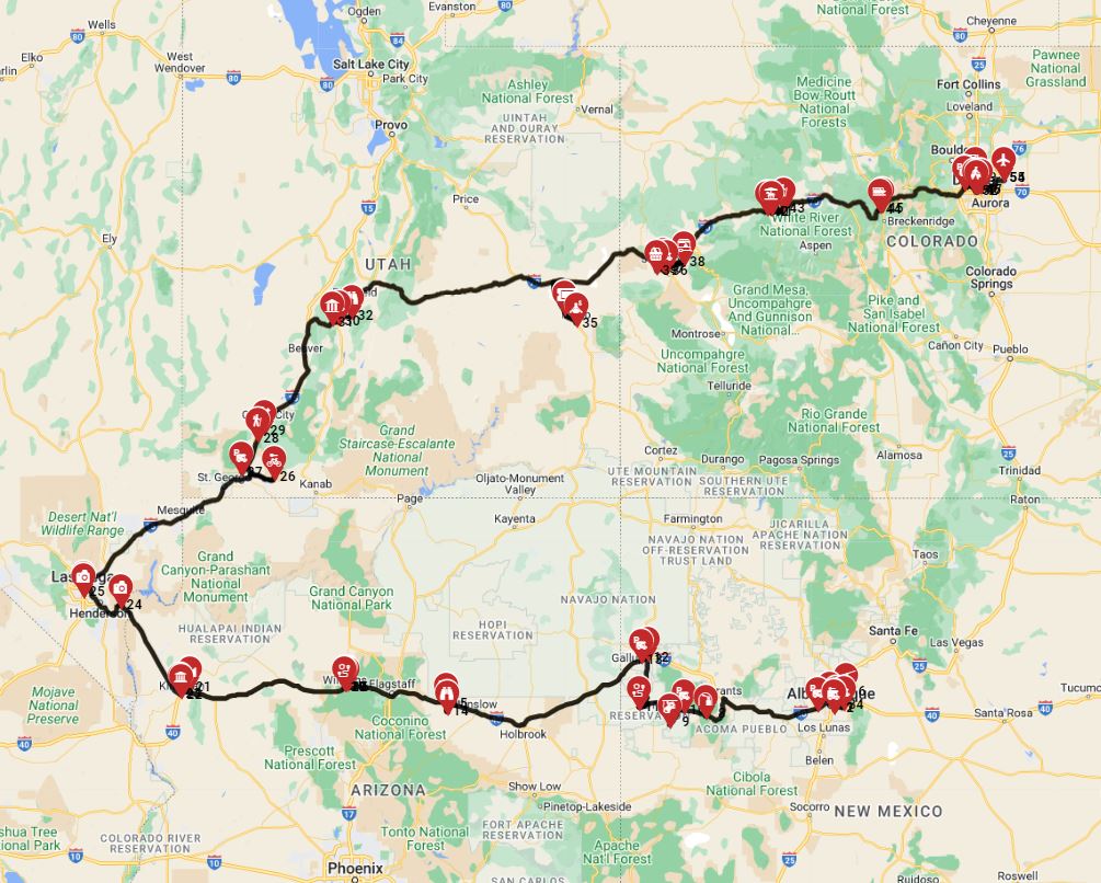 20 days motorhome from Albuquerque to Denver
